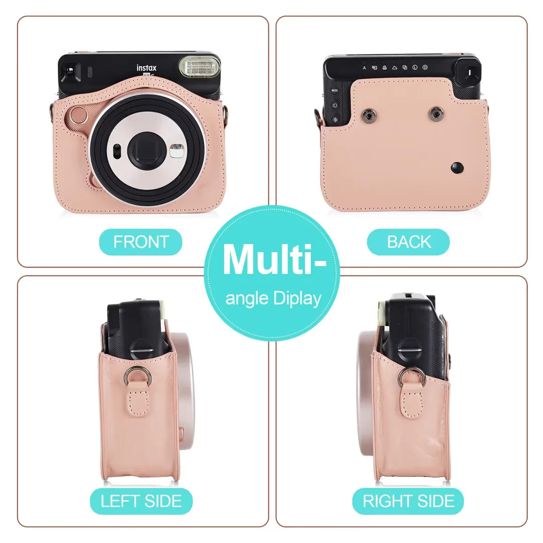 Protective Case PU Leather Camera Bag for Fujifilm Instax Square SQ6 Blush Gold
