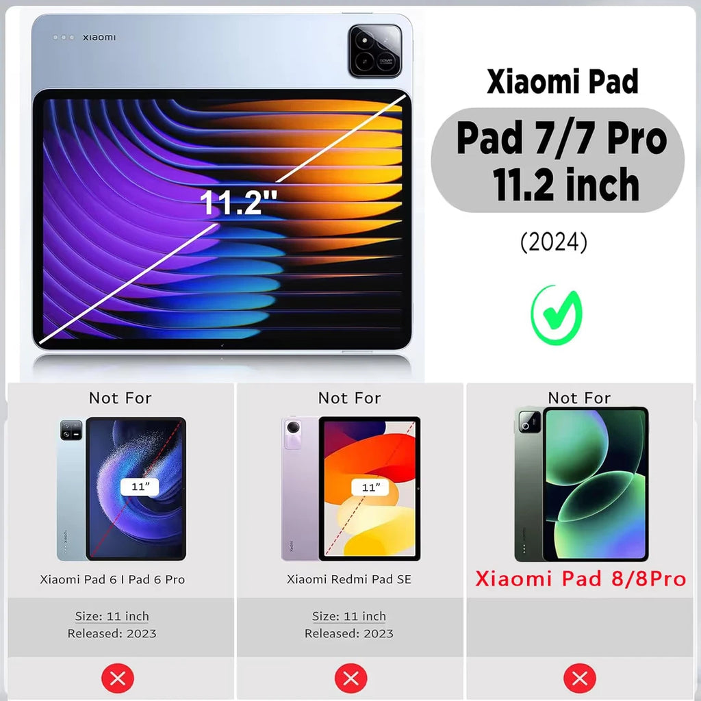 Xiaomi Pad 7/7 Pro Tablet Case Rotating Cover with Stylus Holder–Black 11.2-inch