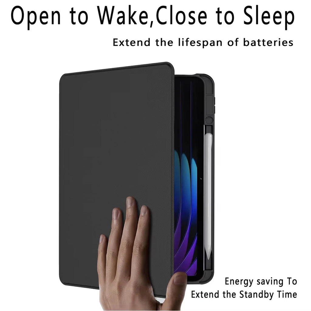 Xiaomi Pad 7/7 Pro Tablet Case Rotating Cover with Stylus Holder–Black 11.2-inch