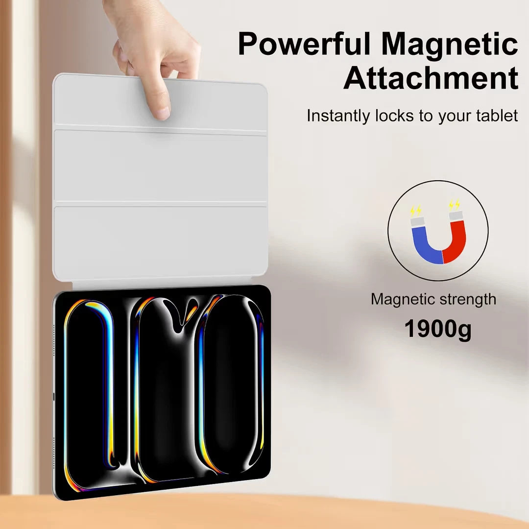 Magnetic Trifold Stand Case for iPad Pro 13in M4 2024 Slim Auto Wake/Sleep Support
