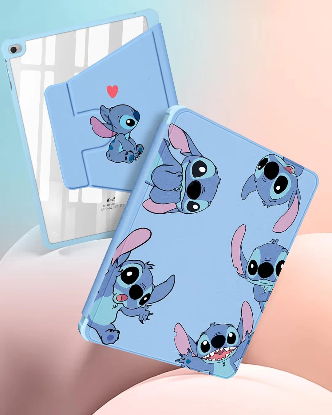 iPad 9.7in Case 360° Rotating Folio Stand Fun Kids Cover with Pencil Holder Blue