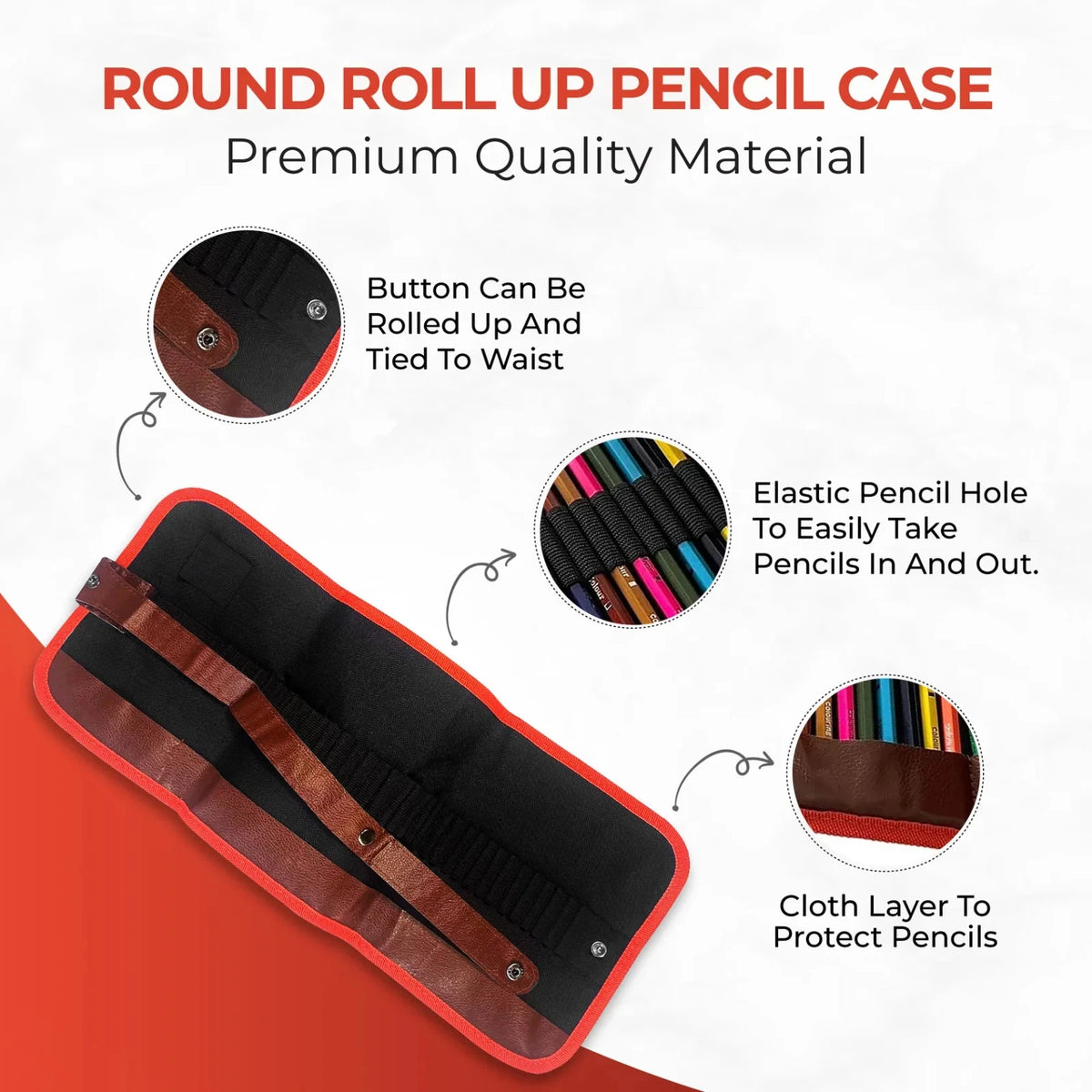 Roll Up Flat Pencil Case by Janrax – Compact Travel Pen Holder, School & Office