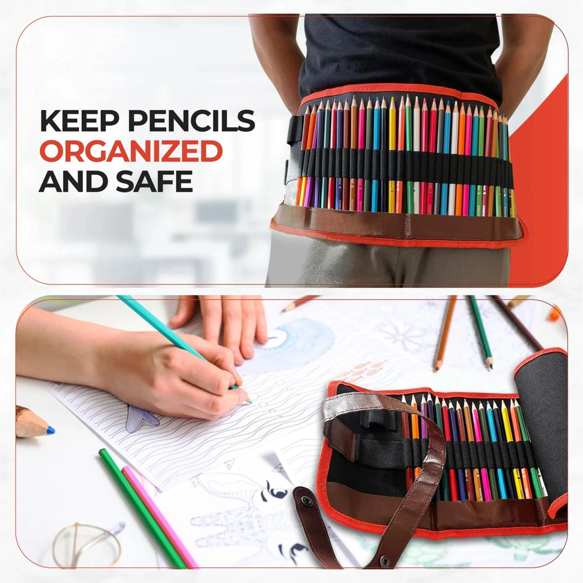 Roll Up Flat Pencil Case by Janrax – Compact Travel Pen Holder, School & Office
