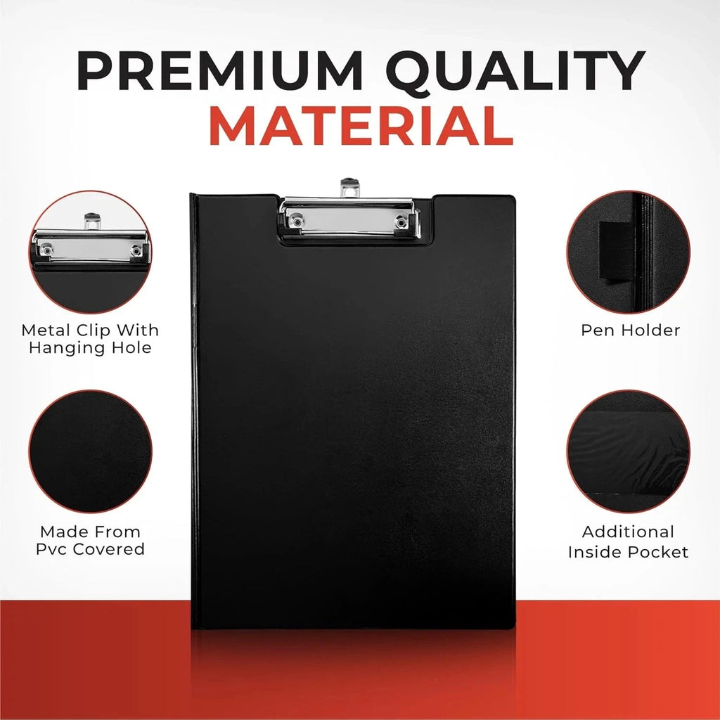 2 Pck Janrax A4 Foldover Clipboard. Neon Orange -Inside Pocket Strong & Durable