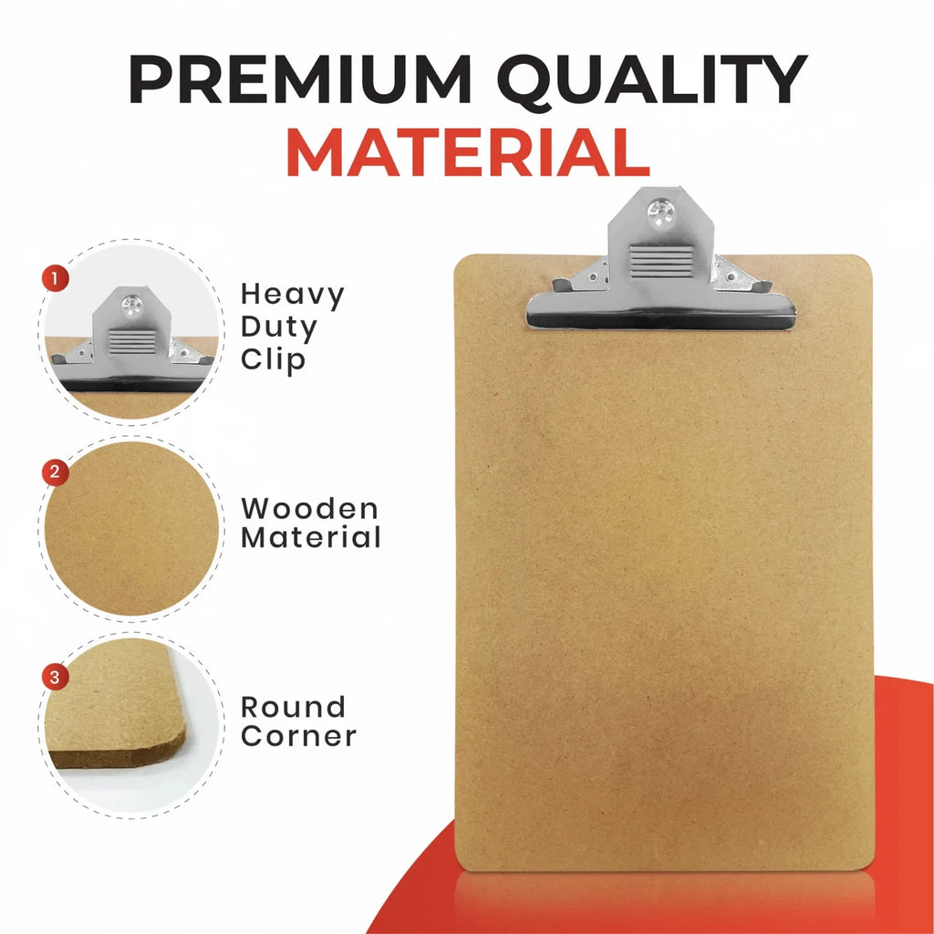2 Pack Janrax Foolscap MDF Clipboard with Butterfly Clip (A4 Plus) 355 x 255mm
