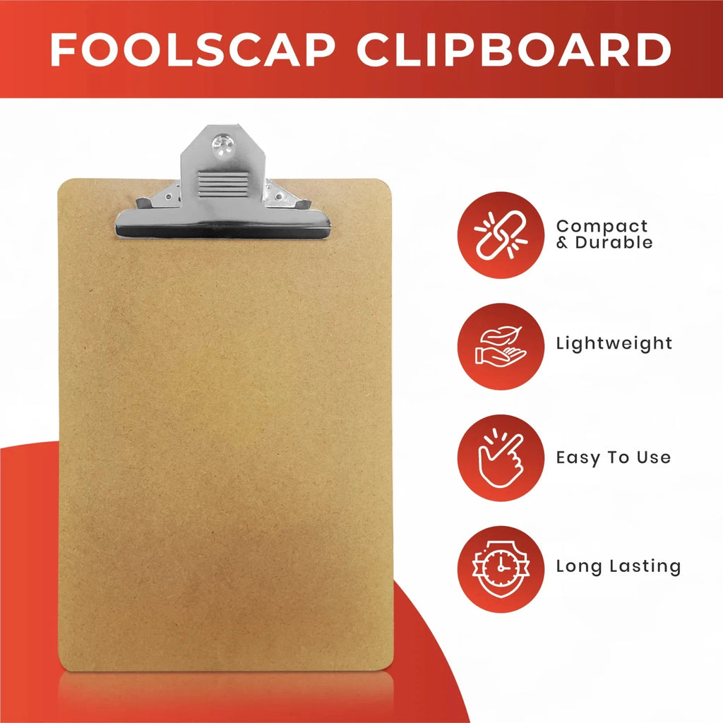 2 Pack Janrax Foolscap MDF Clipboard with Butterfly Clip (A4 Plus) 355 x 255mm