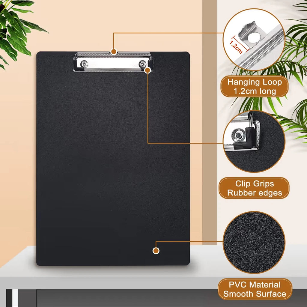 Clipboards A4 Low Profile 10 Pack PVC Single Writing Board High Quality – Black