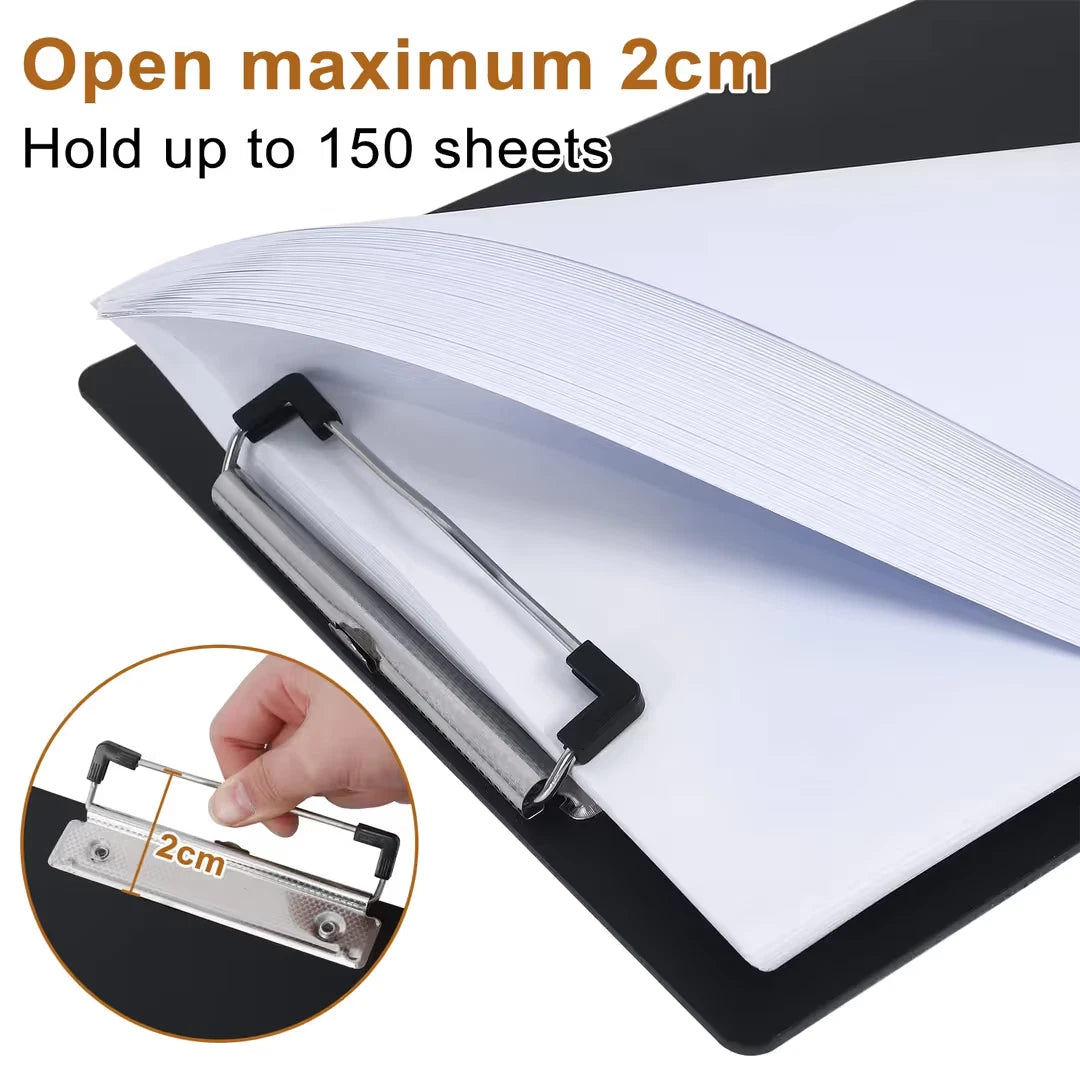 Clipboards A4 Low Profile 10 Pack PVC Single Writing Board High Quality – Black
