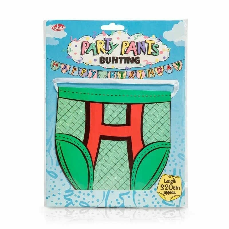 Party Pants Bunting. Happy Birthday 14 Novelty Flags 320cm Multicolours