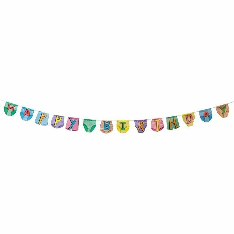 Party Pants Bunting. Happy Birthday 14 Novelty Flags 320cm Multicolours