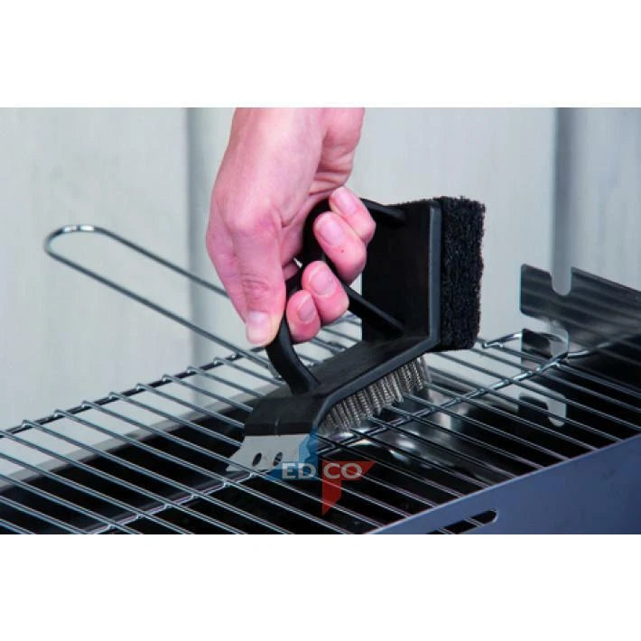 BARBECUE 3-IN-1 CLEANING BRUSH. Grill Wire Oven. Scouring Sponge, Scraper