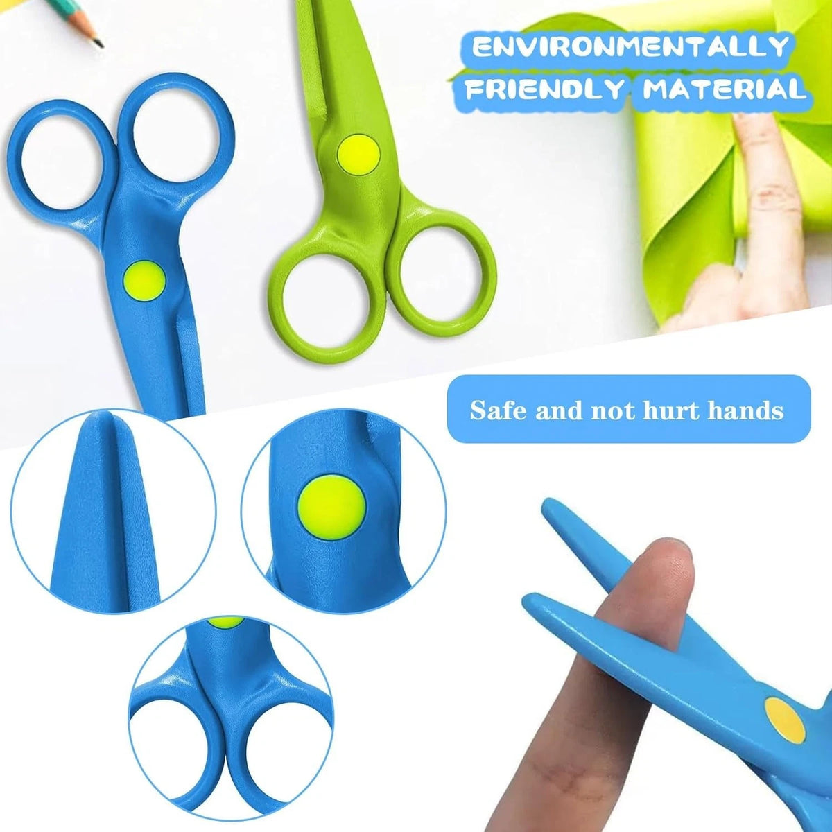 Kids Paper Craft Safety Plastic Scissors Coloured Mini Stationery (Pack of 3)
