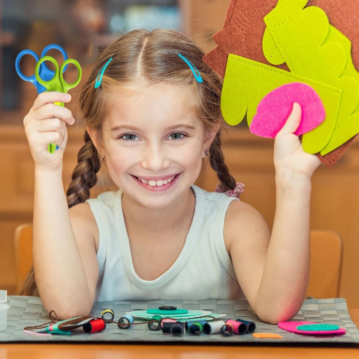 Kids Paper Craft Safety Plastic Scissors Coloured Mini Stationery (Pack of 3)