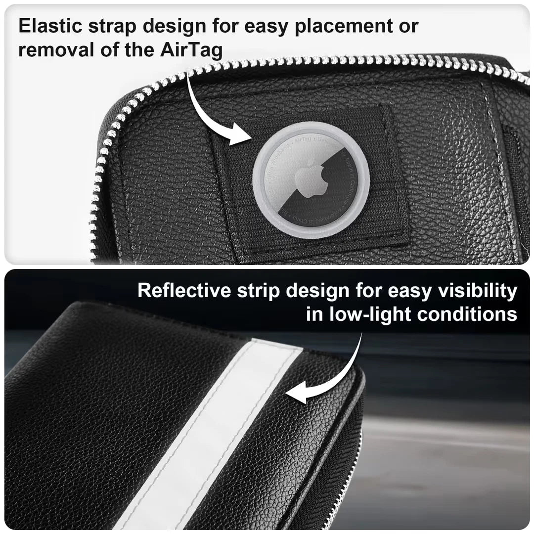 Passport Holder Travel Wallet RFID Blocking for 5 Passports with AirTag Slot BLK