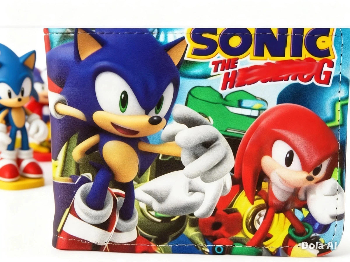 Sonic the Hedgehog Kids Cartoon Colourful PU Leather Wallet Bifold Coin Purse