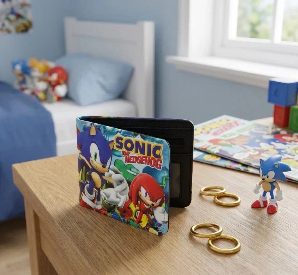 Sonic the Hedgehog Kids Cartoon Colourful PU Leather Wallet Bifold Coin Purse