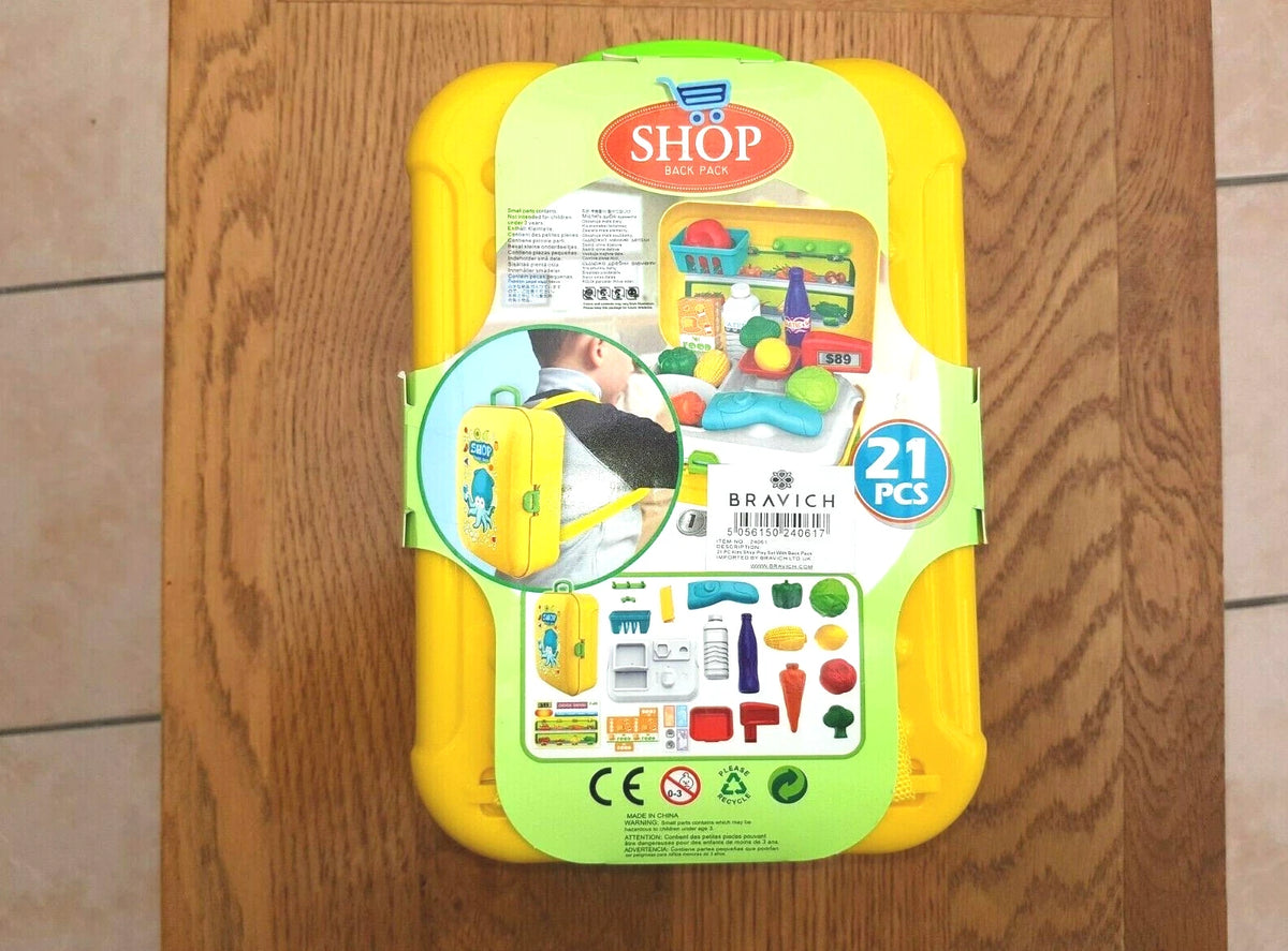 Kids Shop Play Set with Backpack 21 Pieces. 3 Plus Age. Pretend Play.