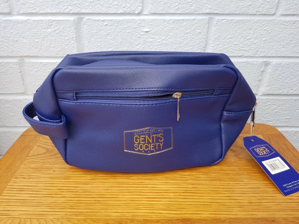 GENTS SOCIETY NAVY WASH BAG - 23 X 11 X 15CM.