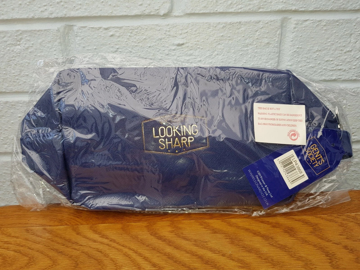 GENTS SOCIETY NAVY WASH BAG - 23 X 11 X 15CM.