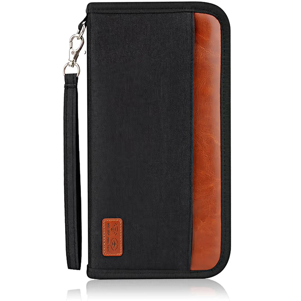 AmiCera Passport Holder Travel Wallet RFID Blocking Large Capacity 25cm Length