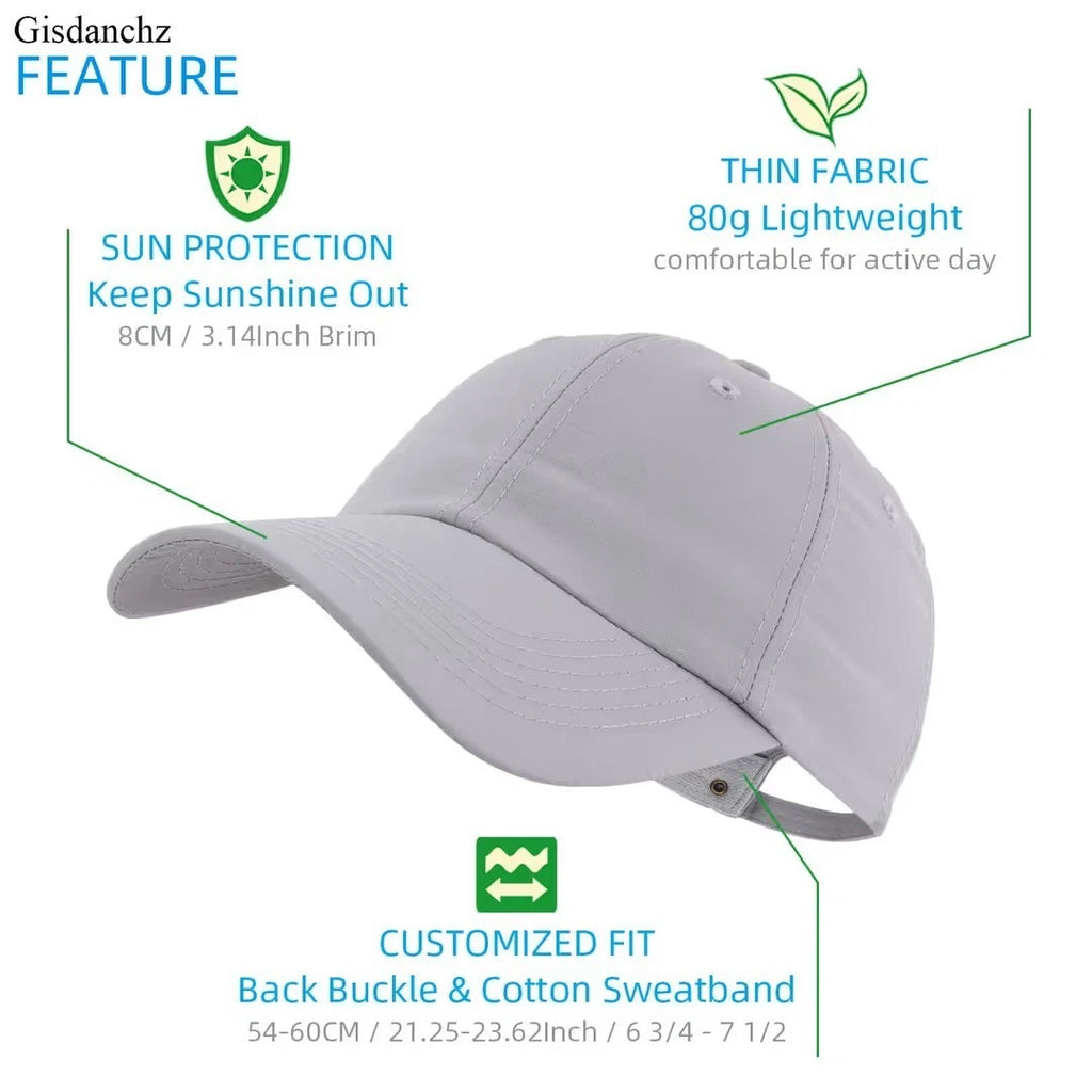 Classic Baseball Cap Sport Hat One Size - Grey 6 Panels.