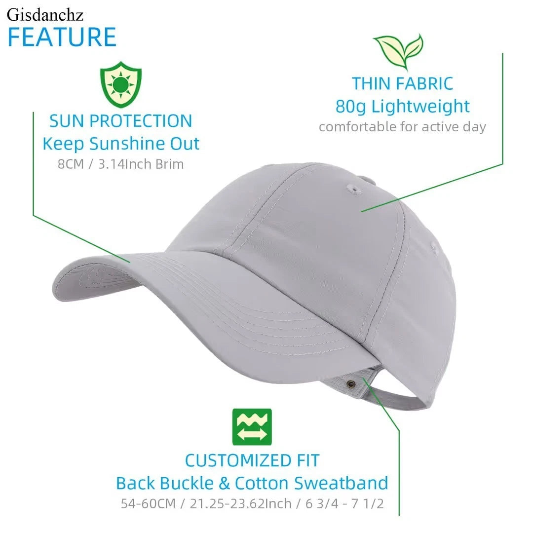 Classic Baseball Cap Sport Hat One Size - Grey 6 Panels.