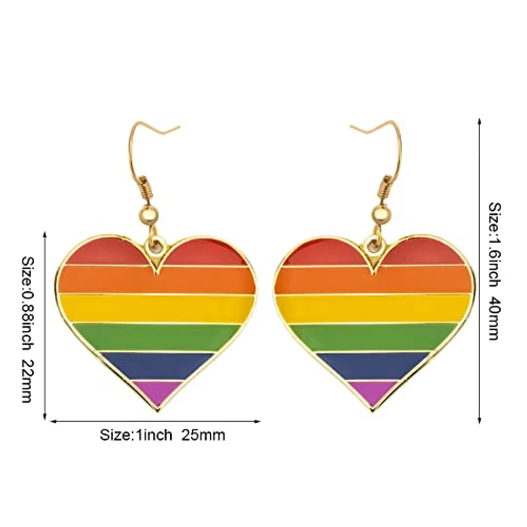 2 Heart Dangle Earrings Rainbow Pride LGBT+ – Rainbow
