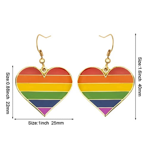 2 Heart Dangle Earrings Rainbow Pride LGBT+ – Rainbow