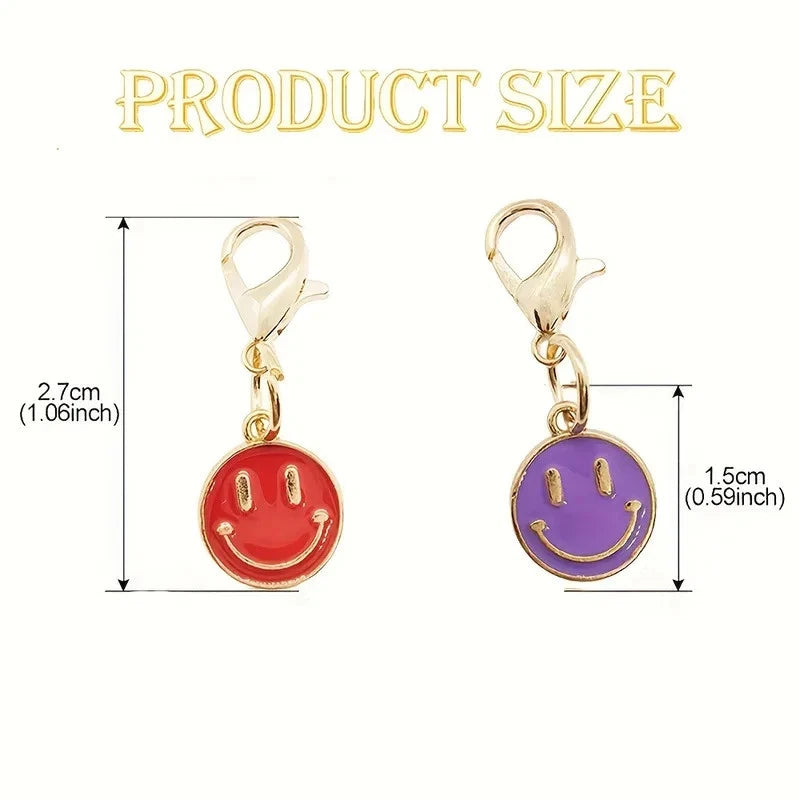 50 x Colourful Smiley Face Enamel Pendant Alloy for Keychain & Bag Accessories
