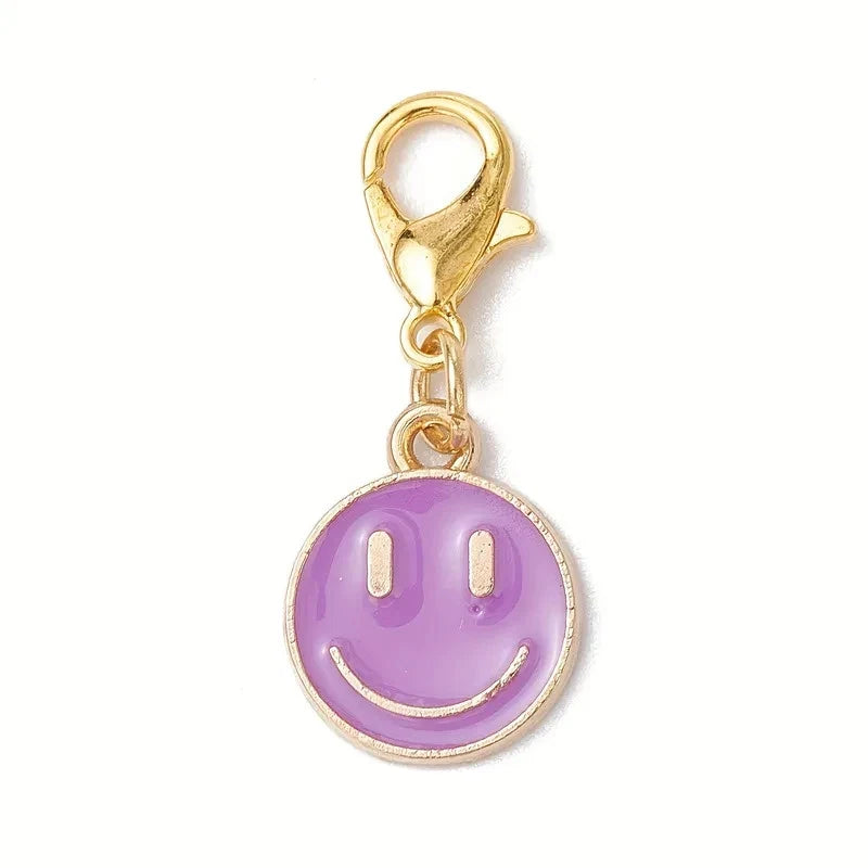 50 x Colourful Smiley Face Enamel Pendant Alloy for Keychain & Bag Accessories