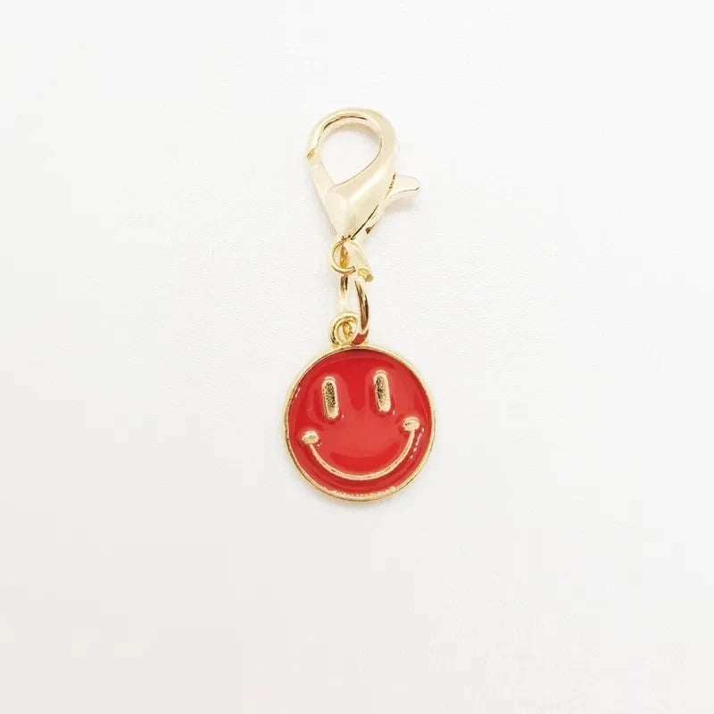 50 x Colourful Smiley Face Enamel Pendant Alloy for Keychain & Bag Accessories