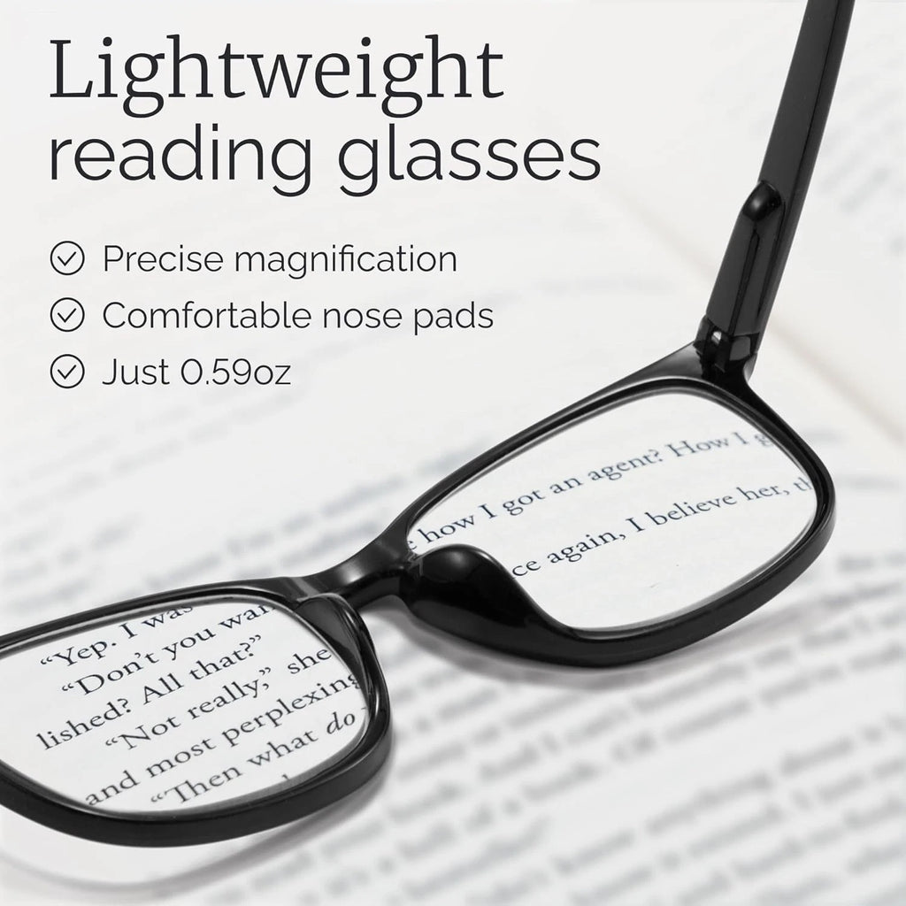 2 Pack Reading Computer Glasses Stylish Blue Light Readers 1 Black, 1 Clear. Various Strenghts.