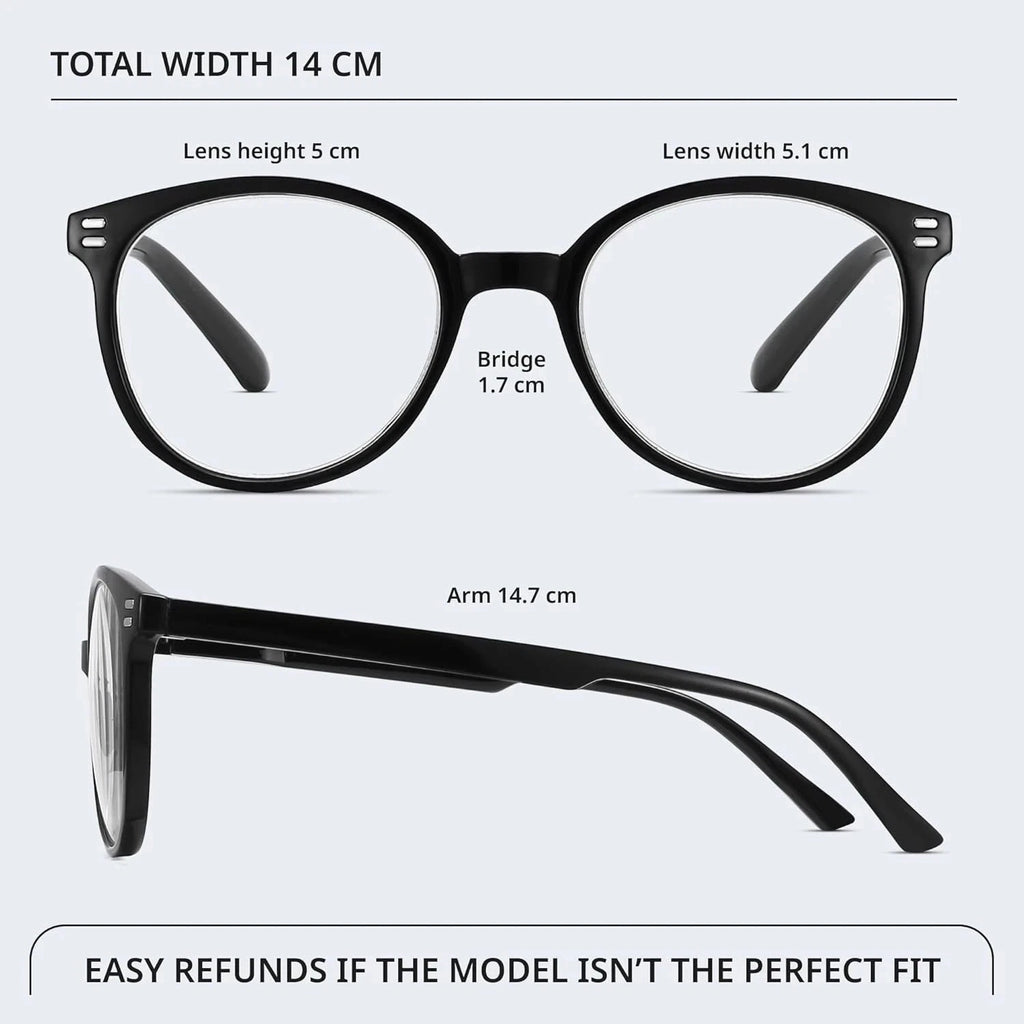 3 x Pack Reading Glasses Unisex Stylish Blue Light Readers By Giblogo +2.00 Magnification