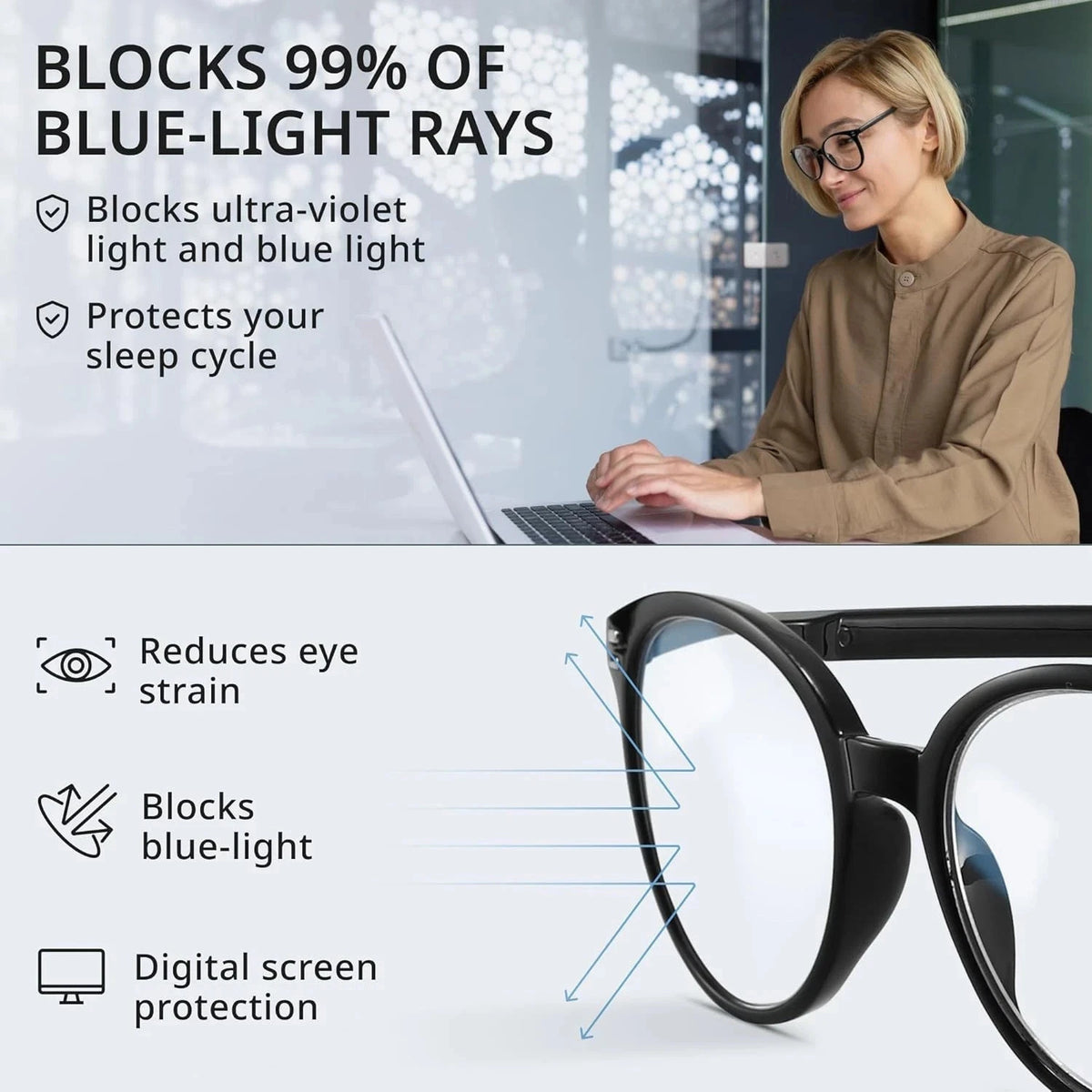 3 x Pack Reading Glasses Unisex Stylish Blue Light Readers By Giblogo +2.00 Magnification