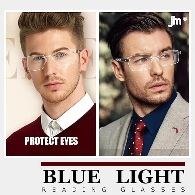 3 Pack Rimless Reading Glasses UV400 2 x Black 1 x Tortoise Shell. +3.0 & +4.0
