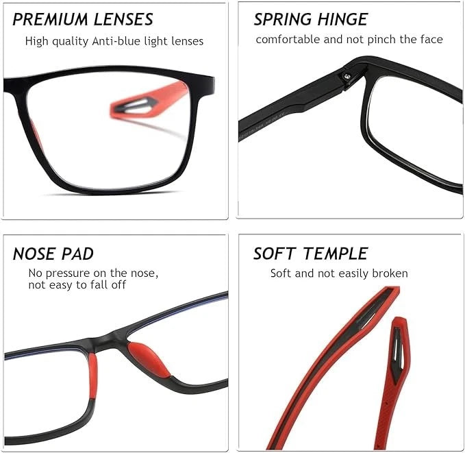 2 Pack Reading, Sports Glasses Unisex UV400 Red Arms/Black Frame. Modern look with striking stand out colours