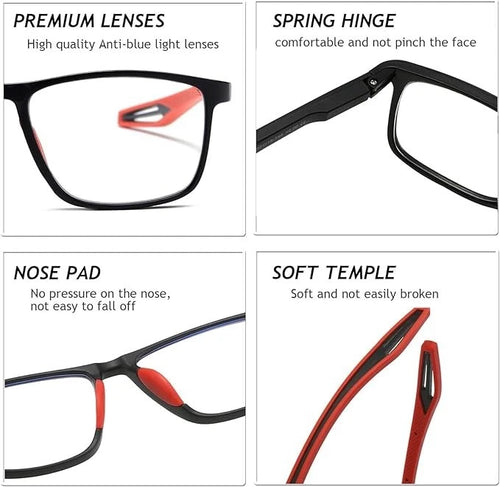 2 Pack Reading, Sports Glasses Unisex UV400 Red Arms/Black Frame. Modern look with striking stand out colours