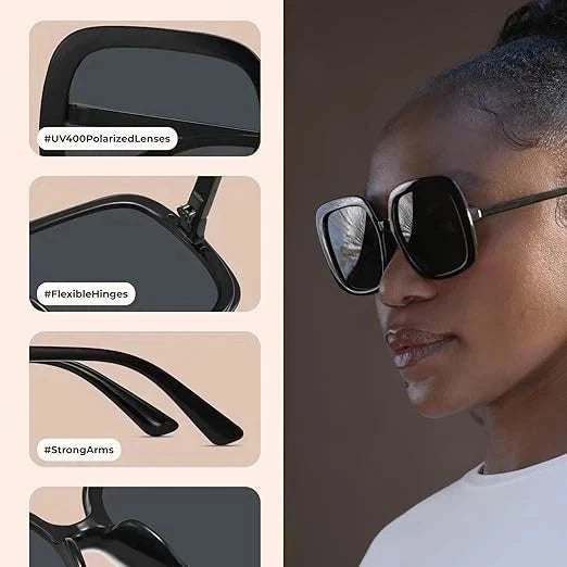 Oversized Polarized Sunglasses Women, Trendy Retro Sun Glasses. Black/ Tortoise