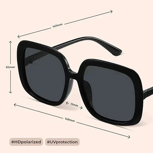 Oversized Polarized Sunglasses Women, Trendy Retro Sun Glasses. Black/ Tortoise