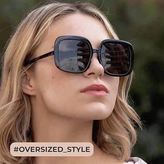 Oversized Polarized Sunglasses Women, Trendy Retro Sun Glasses. Black/ Tortoise