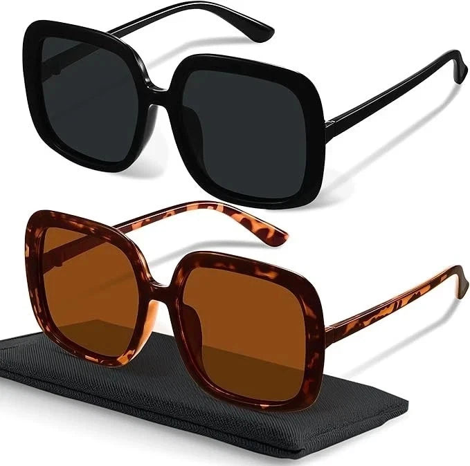 Oversized Polarized Sunglasses Women, Trendy Retro Sun Glasses. Black/ Tortoise