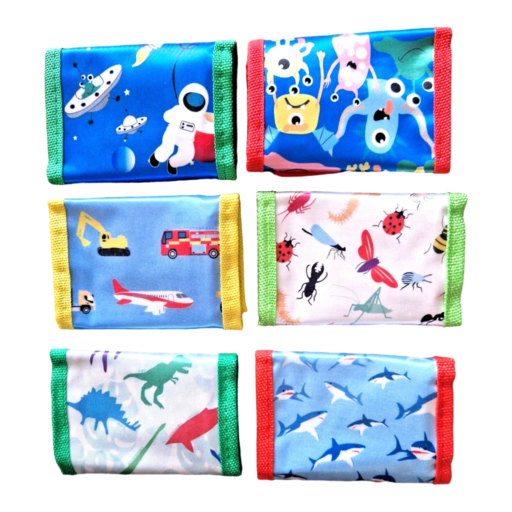 Tri Fold Zip Wallet Children Boys & Girls Assorted Designs Themes 11 x 7cm
