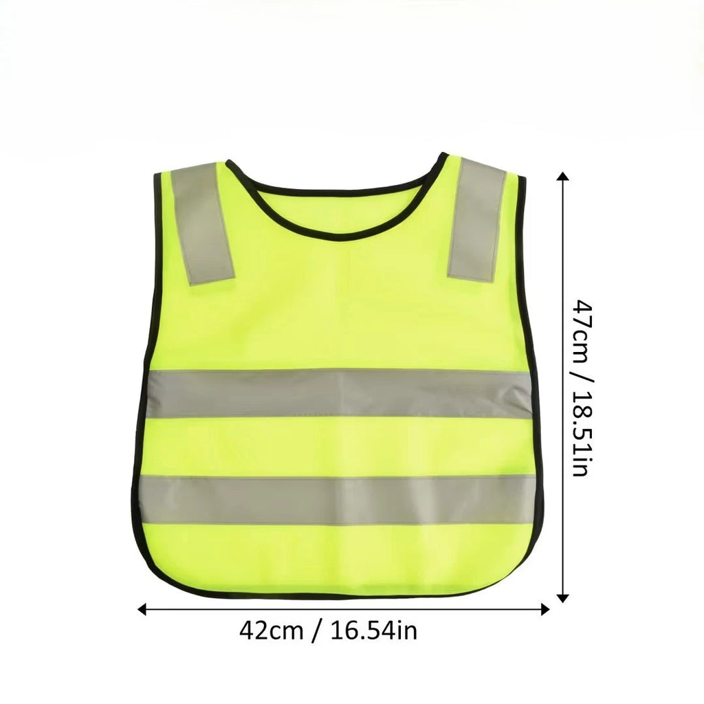 High Visibility Kids Reflective Safety Vests - Neon Yellow, Breathable 47 x 42cm