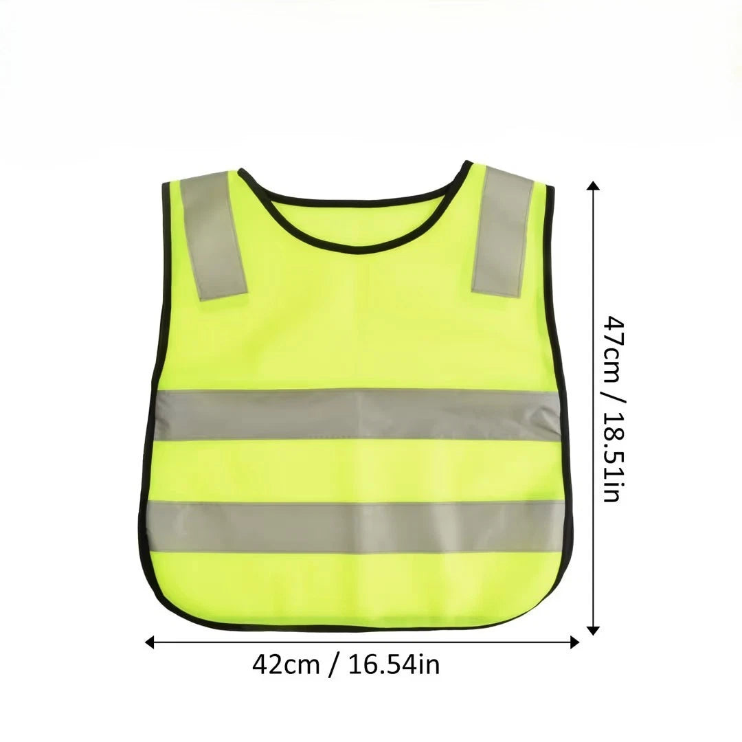 High Visibility Kids Reflective Safety Vests - Neon Yellow, Breathable 47 x 42cm