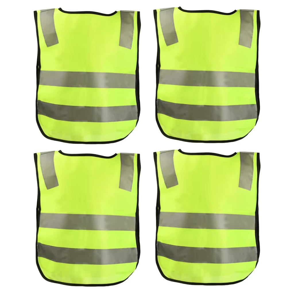High Visibility Kids Reflective Safety Vests - Neon Yellow, Breathable 47 x 42cm