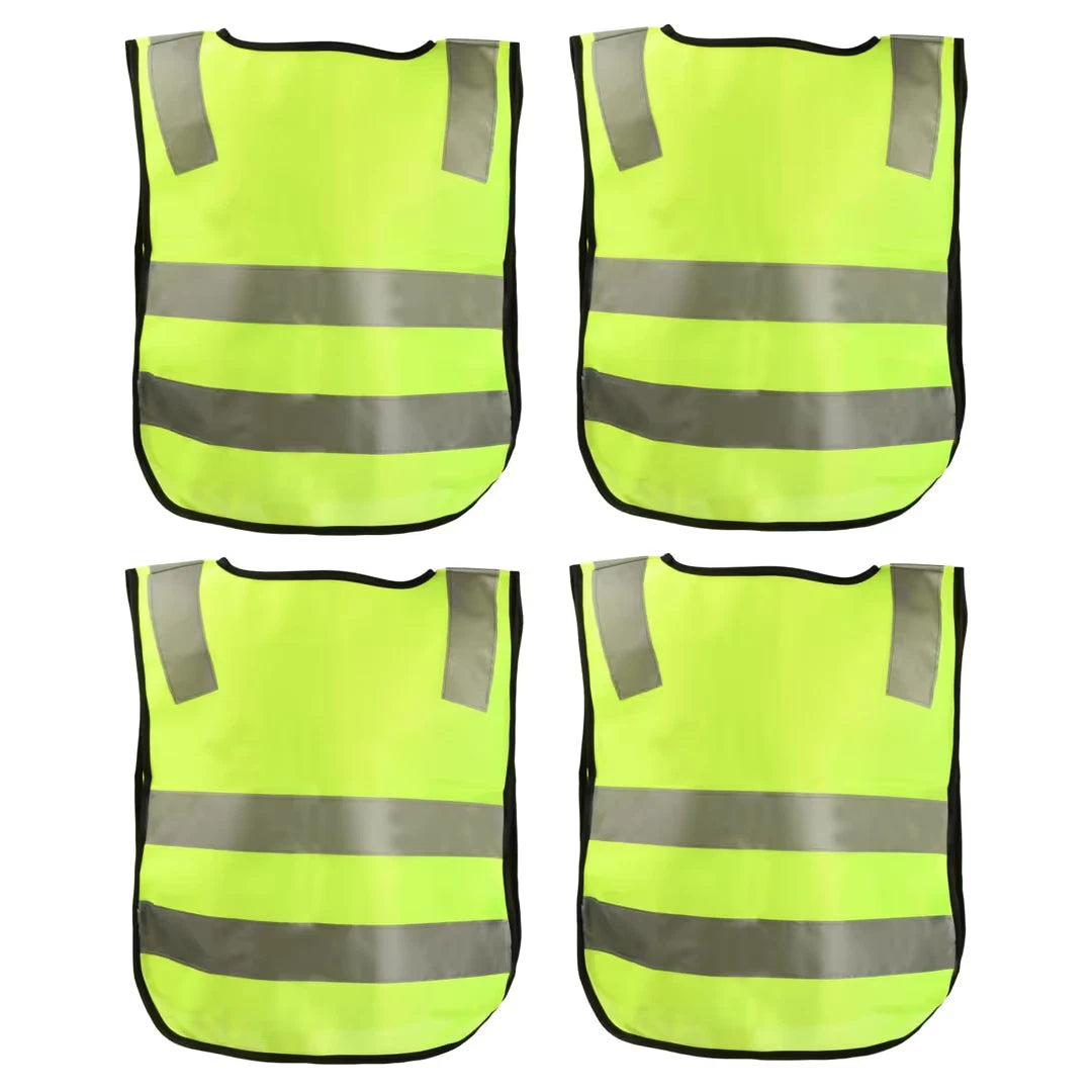 High Visibility Kids Reflective Safety Vests - Neon Yellow, Breathable 47 x 42cm
