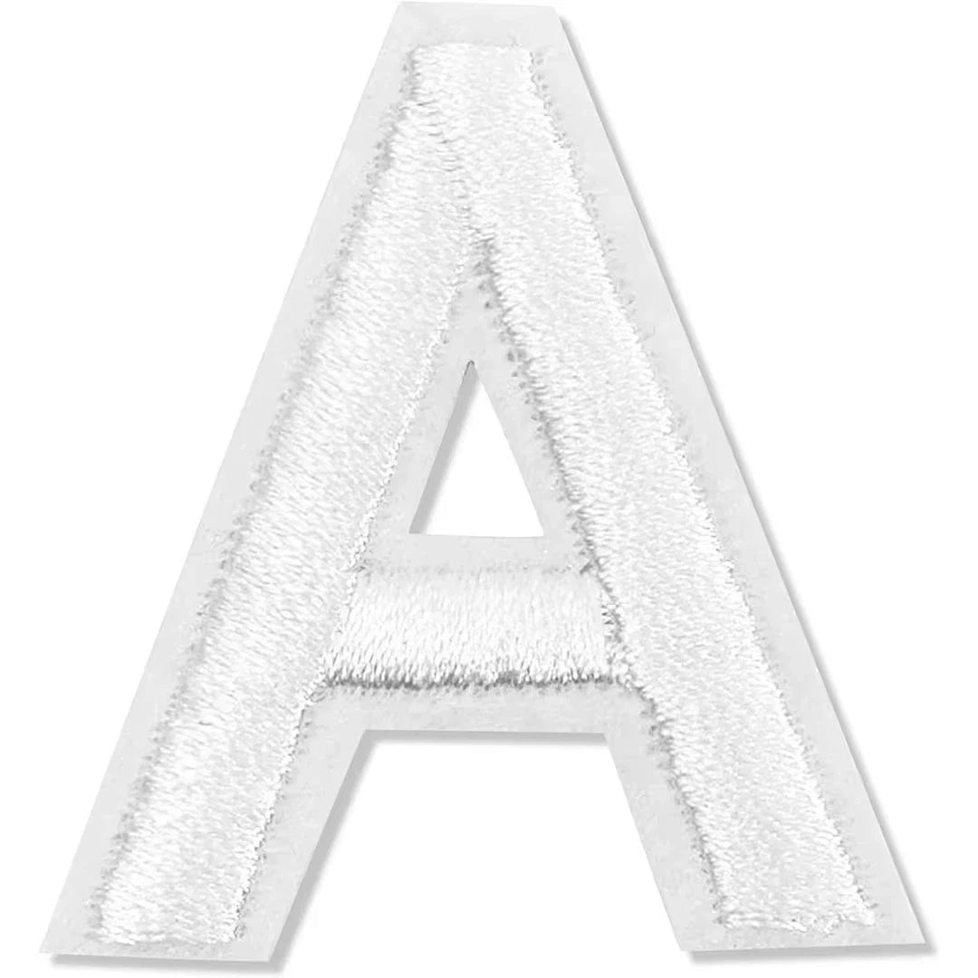 82 Pieces Embroidered Iron on Letter Patches and Numbers for Clothing. White