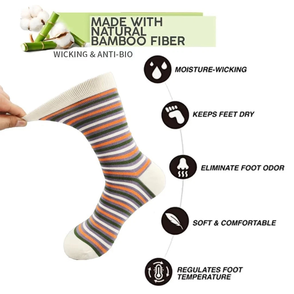 Stripe Smart Dress Socks 5 Pairs Size 6-10 Sock Size 9-11 – Multi-Colour Unisex