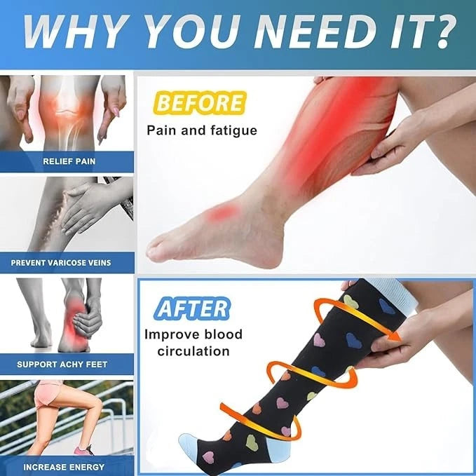 Compression Socks for Women Men 4 Pairs 15-20 mmHg Graduated Stocking Knee High Size L/XL