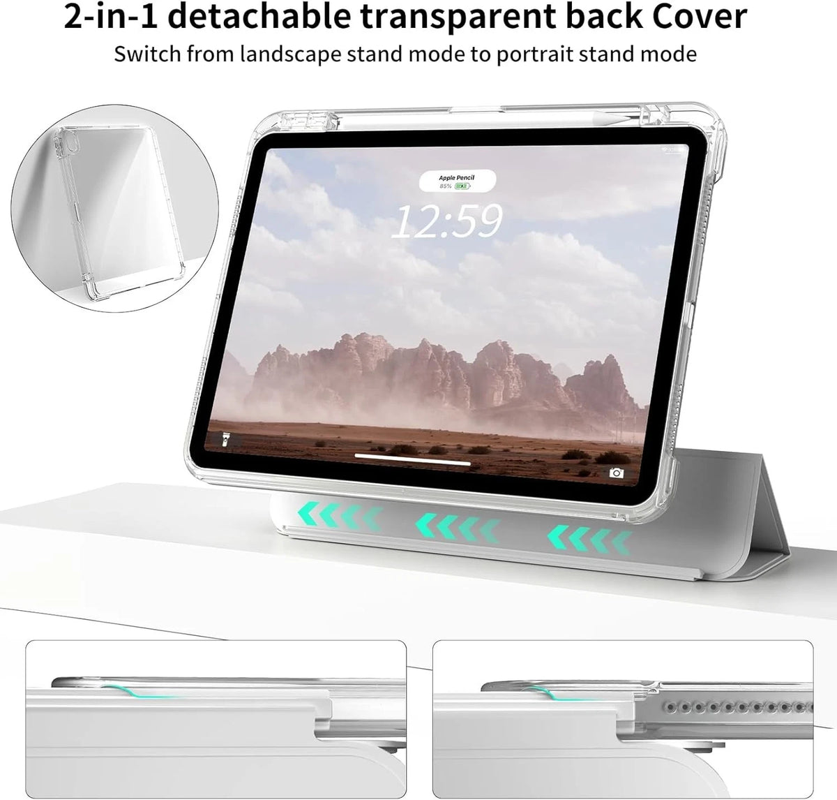 Hybrid iPad Case 11"/10.9" 10 Gen 2022 Sliding Cover Pencil Holder Wake/Sleep